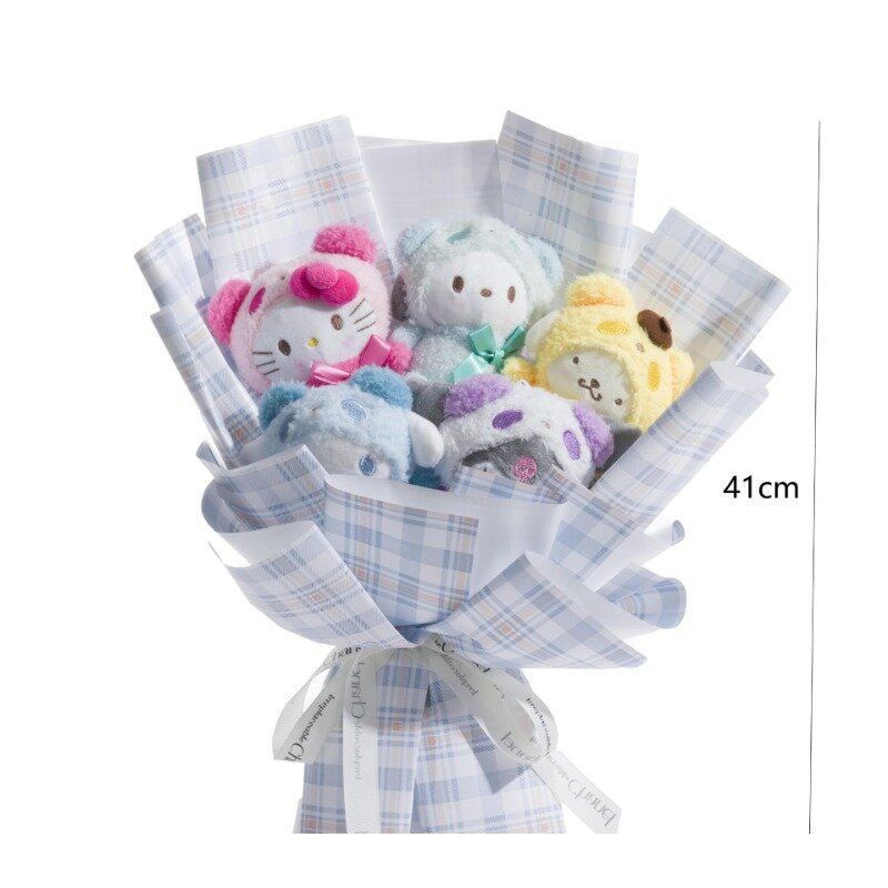 Ramo de peluche de Sanrio Kuromi, juguete de My Melody Cinnamoroll, decoración bonita para habitación, regalo de cumpleaños y Día de San Valentín para niñas