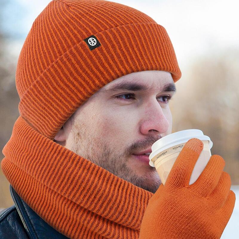 Комплект из шапки и шарфа, сверхплотная ветрозащитная зимняя шапка, перчатки, шарф, набор из мягкой эластичной трикотажной шапки, однотонная, для погоды
