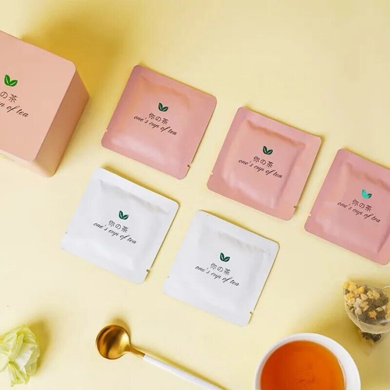 Prodotto personalizzato, Logo personalizzato stampa termosaldatura pacchetto portatile bustina di tè laminata per uso alimentare carta Kraft gocciolamento Mini tè Sach