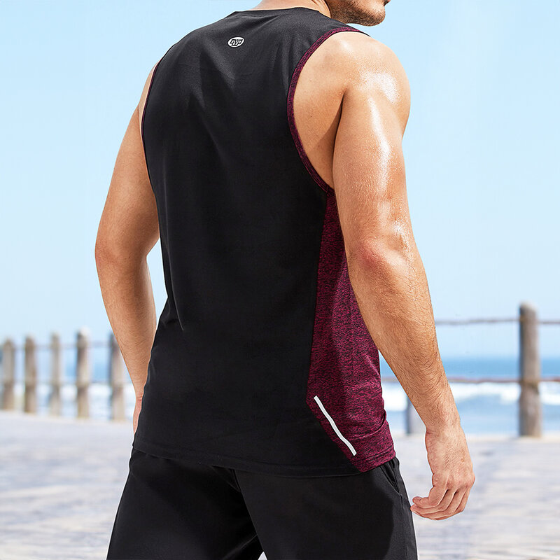 Jersey de cuello redondo para hombre, camiseta inferior de malla sin mangas, chaleco de secado rápido, chaleco deportivo para correr y Fitness, moda de verano