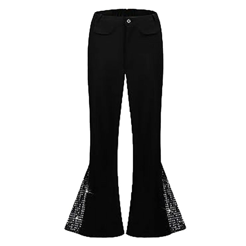 Carnival Mens 70s Boys Classic Casual Retro Sequins Flare Hippie Pants Sequins Vintage Disco Party Night Club Costume