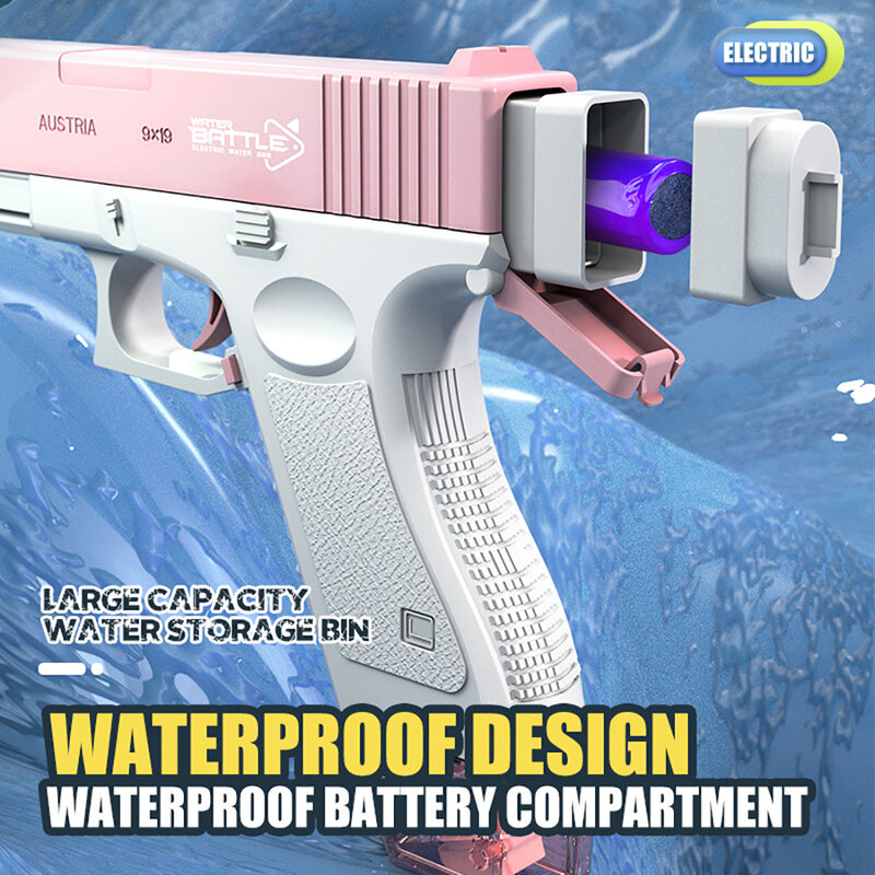 Pistolet à eau électrique pour enfants, jet d'eau automatique, haute pression, énergie de charge, jouets de bain, éclats