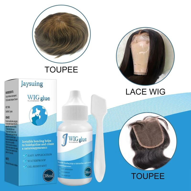 Pegamento para pelucas de encaje, pegamento resistente al agua, aceite, para pelo, para pelucas de encaje, cinta adhesiva removedora, 38ml