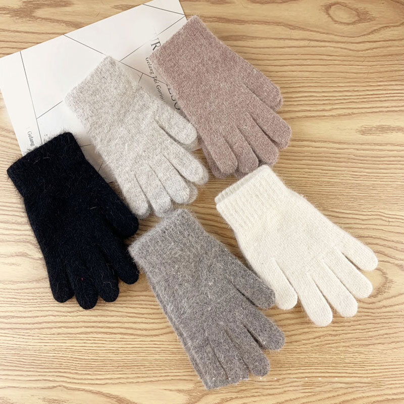 Женские теплые кашемировые вязаные рукавицы женские мужские перчатки для верховой езды уплотненные пушистые перчатки с закрытыми пальцами женские перчатки