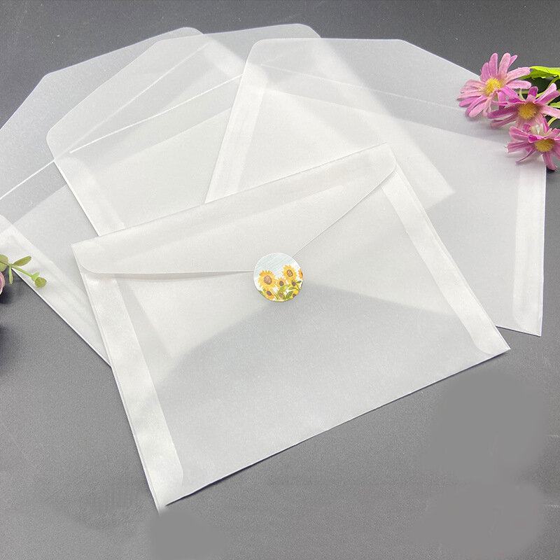 50個の封筒空の半透明の紙の花のカード,クリエイティブな結婚式の招待状のポストカードの保管