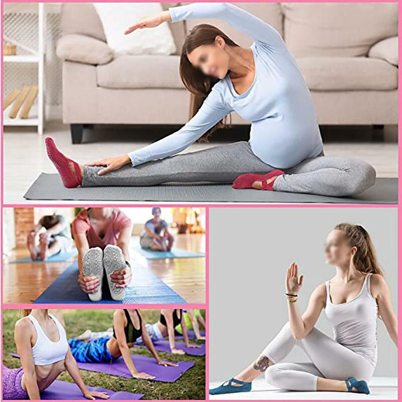 Kaus kaki olahraga Yoga wanita, 1 pasang kaus kaki tari balet profesional anti selip bernapas tahan aus