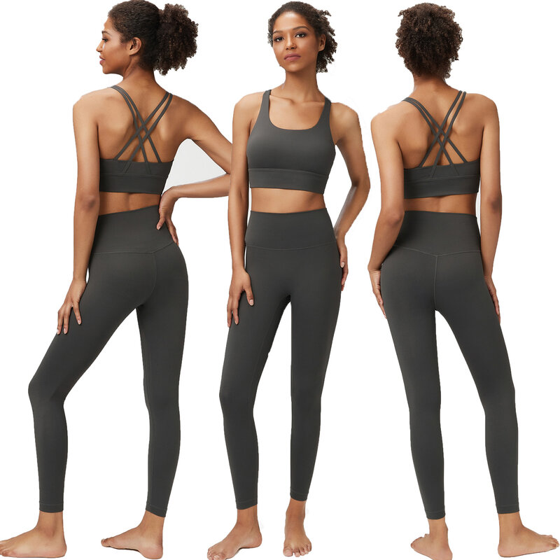 A O Yoga Fitness Women Breathable Gym Yoga Sport Sportswear Sexy Sport Bra Top High Waist Nude Leggings Suit Workout Tracksuit