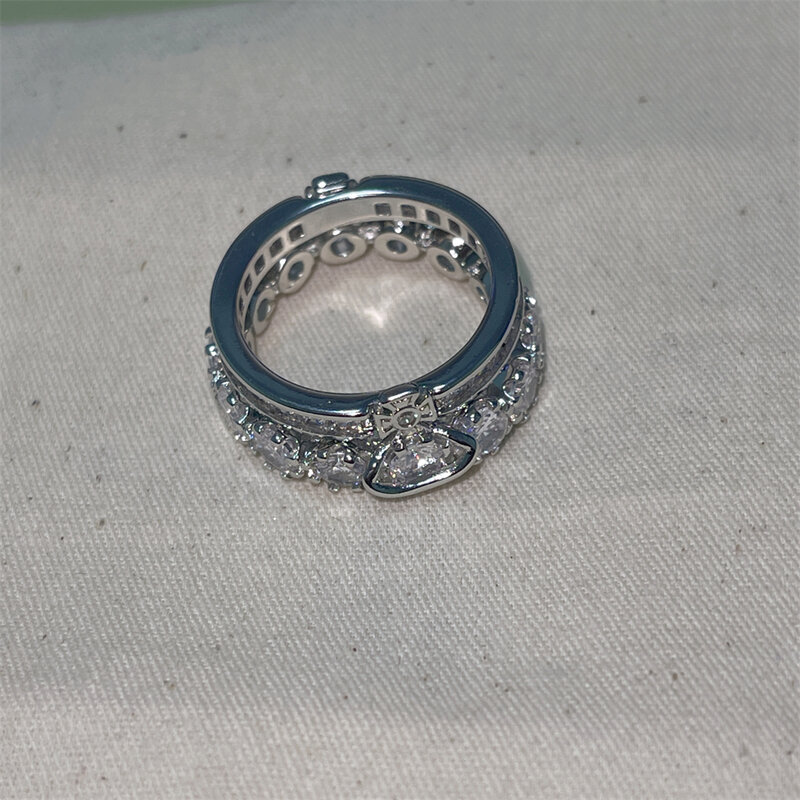 Viviennes Klasyczny, dwupoziomowy i odpinany sprzęgacz West Fashion Biżuteria Drewno 925 Srebrny pierścionek Biurowy styl damski