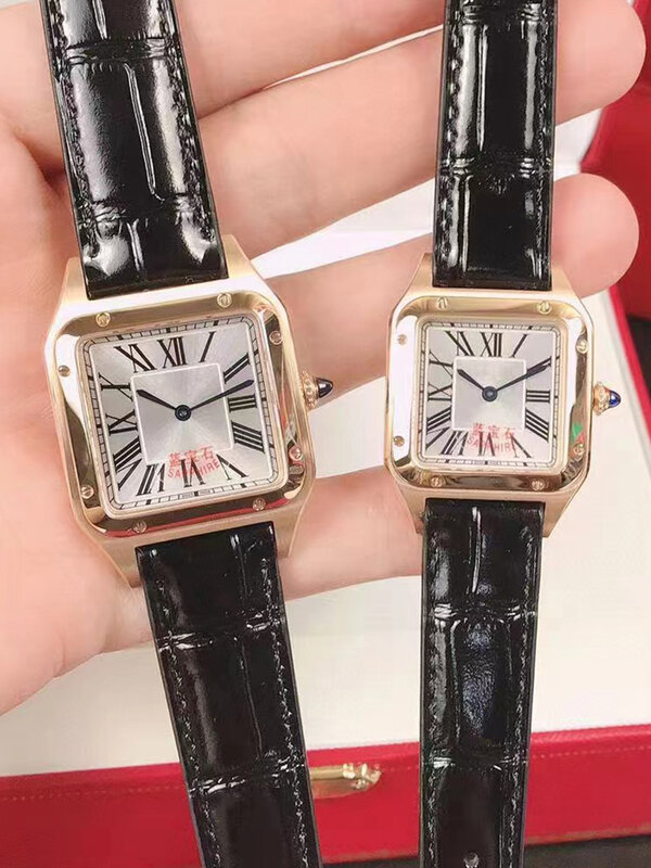Designer colore contrasto cassa in acciaio vetro zaffiro specchio cinturino in pelle bovina orologio al quarzo 2024 nuovo orologio da donna moda orologio di lusso
