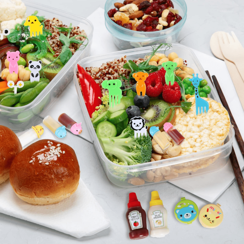 Niedliche Mini Tier Cartoon Essen Picks Kinder Snack Kuchen Dessert Essen Obst Gabeln Silikon Lunchbox Teiler