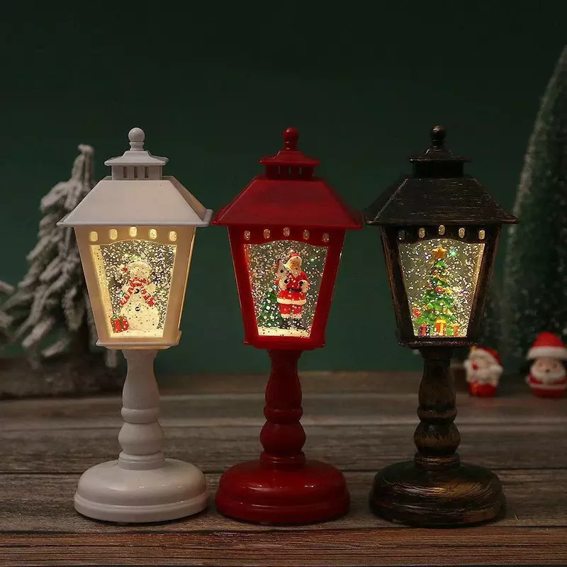 Petites veilleuses de Noël pour enfants, décorations de Noël, vent, éclairage, musique, bureau, lanterne, père Noël, cadeaux, 2024