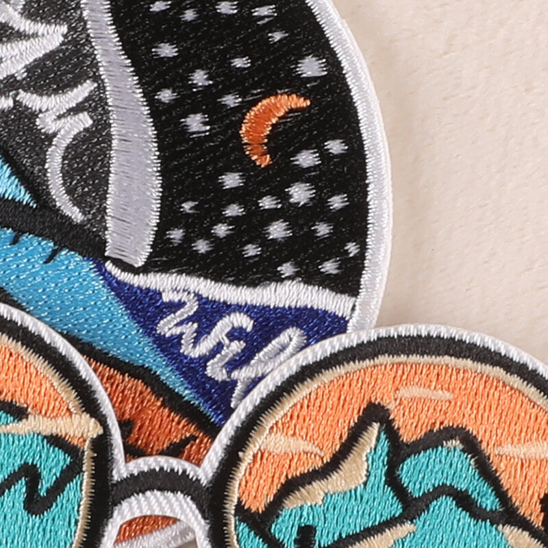 2024 New Embroidery Patch DIY Outdoor Sticker Circular Adhesive Badges Emblem Iron on Patches Clothing Bag Fabric Accessories