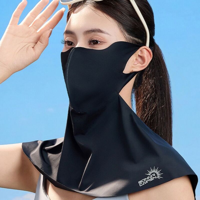Proteção UV Neck Wrap Cover, Cor sólida ajustável, Dustproof Sunscreen Face Scarf, Máscara Facial de Caminhadas Elásticas