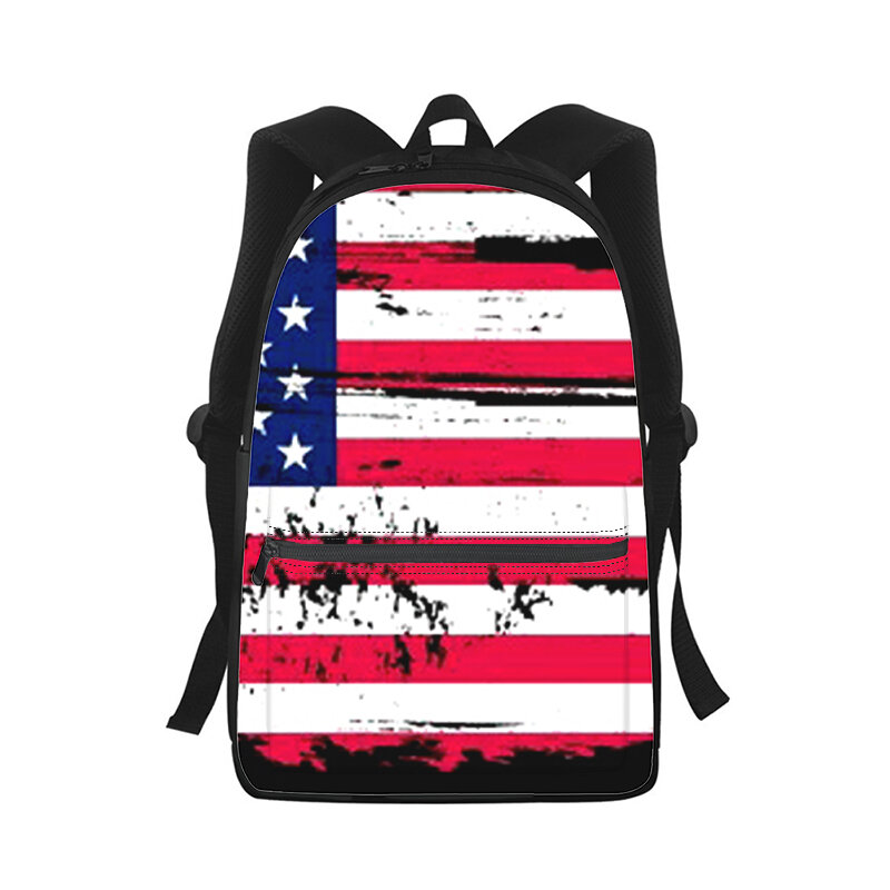 男性と女性のためのアメリカの国旗のバックパック,3Dプリントのファッショナブルなランドセル,学生,ラップトップ,旅行,ランドセル