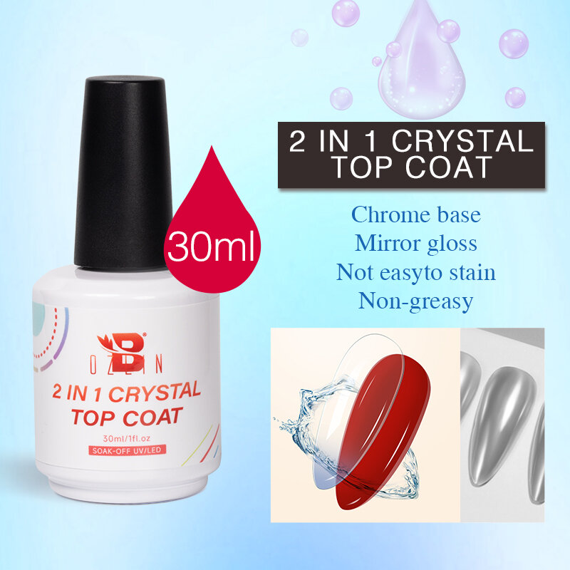 BOZLIN 30ML No Wipe Top Coat Nail Art Function Gel Soak Off UV LED Base Gel Top Coat Nail Gel Varnish Manicure Super Quality