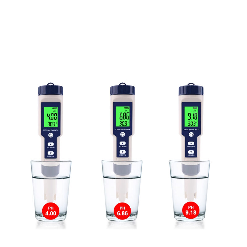 3-in-1 PH Tester Digital EC/Temperature/PH Meter 0.01 High Accuracy 0-14pH Range Water Quality Auto Calibration