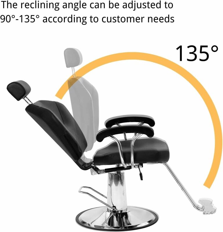 Winado-silla reclinable de alta resistencia para barbería, sillón de salón de estilismo con reposacabezas y reposapiés, giratoria de 360 grados, Hei
