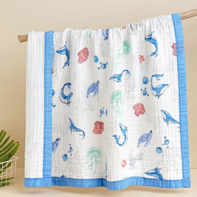 6 Layers Muslin Cotton Baby Receiving Blanket Infant Kids Swaddle Wrap Blanket Sleeping Warm Quilt Bed Cover Muslin Baby Blanket