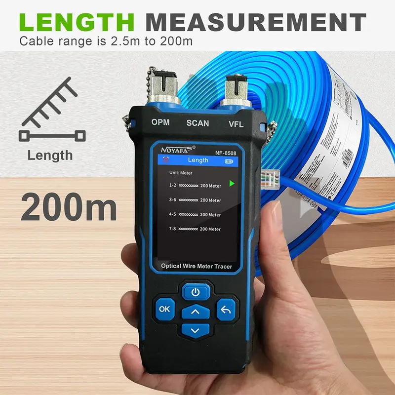 NOYAFA NF-8508 LAN Optical Power Meter Belt LCD Display Measure Length Wiremap Cable Tracker and Network Cable Tester