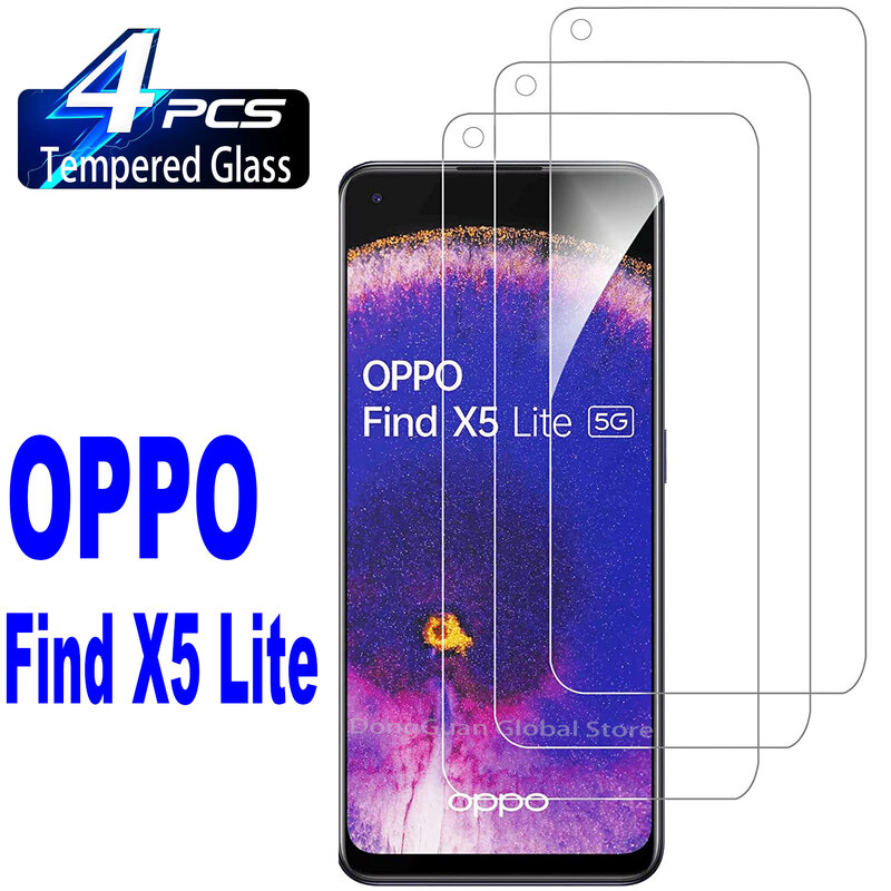 2/4Pcs Tempered Glass For OPPO Find X5 Lite Screen Protector Glass Film