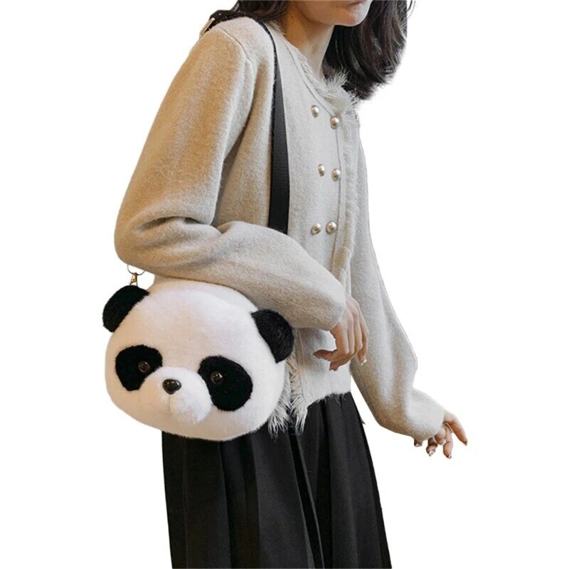 2023 Bolso bandolera con forma Panda bonito para niña, niño, adolescente, bolso hombro, bolso