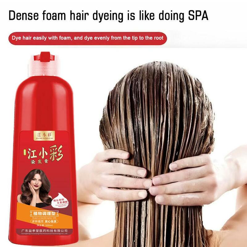 500ml Shampoo permanente per capelli organico naturale veloce tintura per capelli essenza vegetale colorante per capelli crema copertura colorante Shampoo per donna uomo