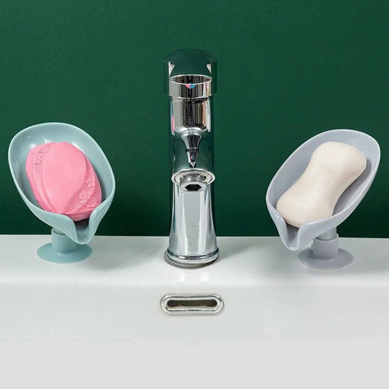 Perlengkapan Kamar Mandi Pemegang Sabun Mandi Bentuk Daun Kotak Sabun Menguras Pemegang Sabun Plastik Spons Nampan untuk Dapur Aksesoris Kamar Mandi