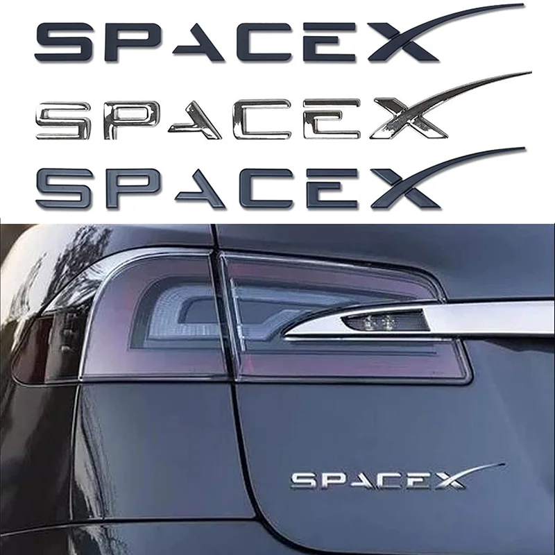 Pegatina de letras ABS 3D SPACEX para Tesla, insignia de emblema de maletero trasero, calcomanía para Modelo 3/Y/X/S