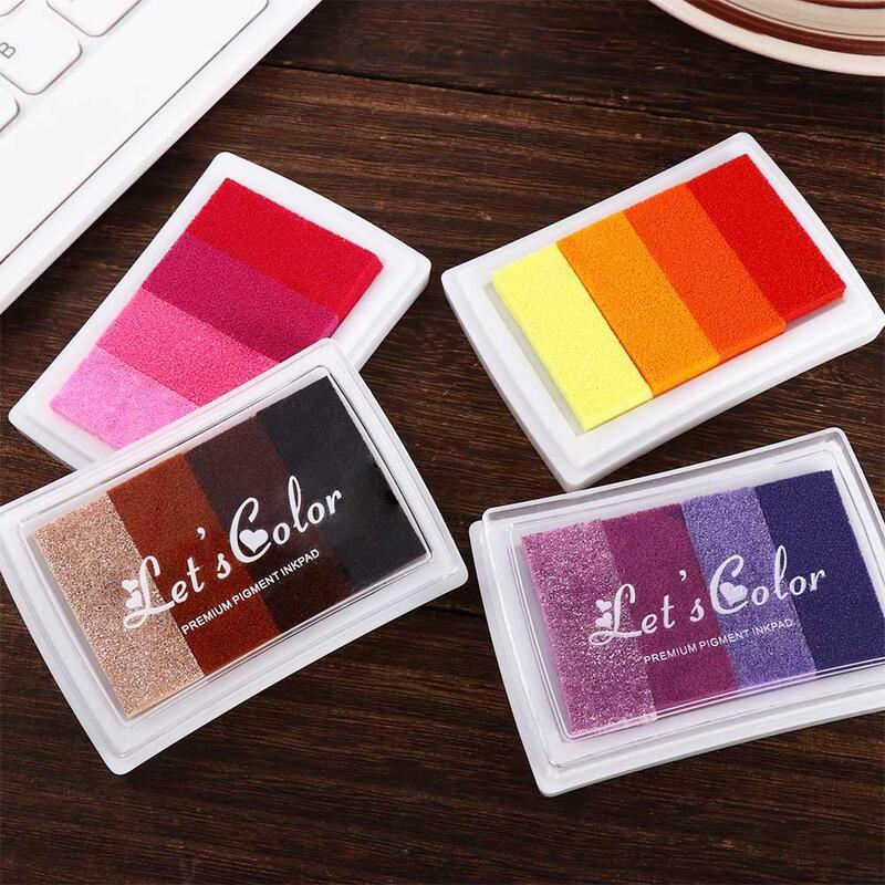Creative School Office DIY Crafts Scrapbooking Stamp Oil Based Rainbow Ink Pad Newborn Footprint Inkpad Gradient Color Ink Pad