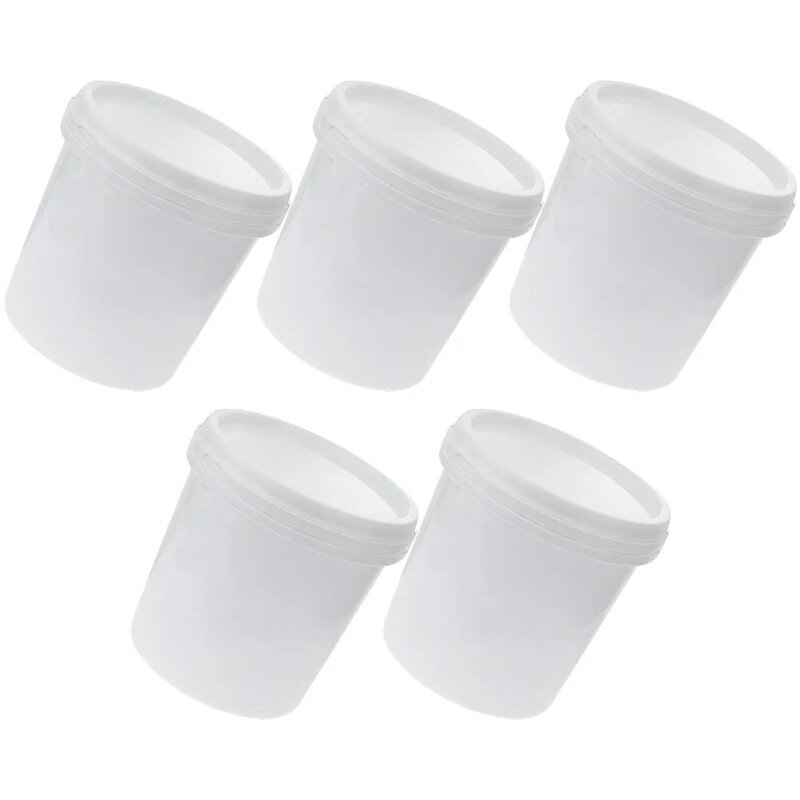 5Pcs Bucket Pail Container Seal Lid Handle 1L Plastic Pail Bucket Multipurpose Container Industrial All Storage Bucket Laundry