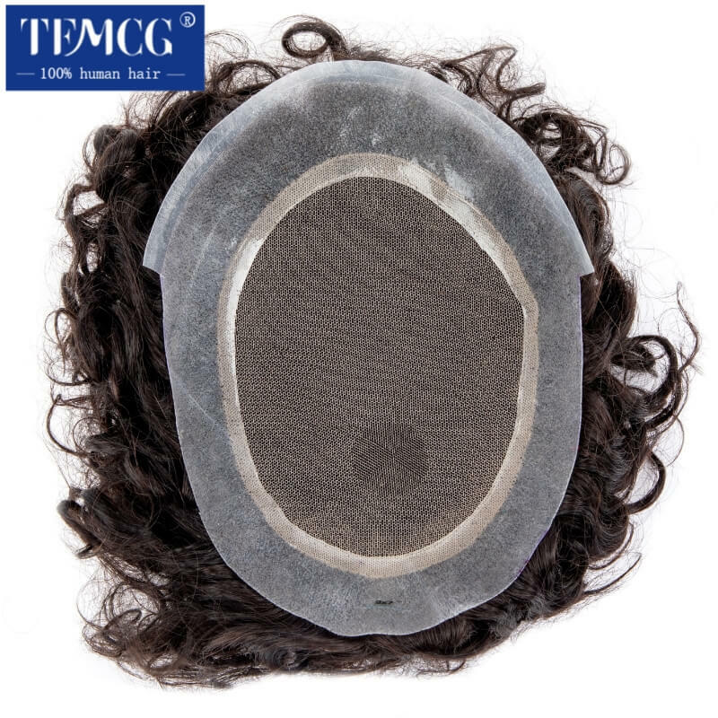 Australia 20mm kręcone Hairpiece męskie włosy proteza tupecik dla mężczyzn 100% naturalne tupecik z ludzkich włosów mężczyzna peruka Exhuast systemy mężczyźni peruka