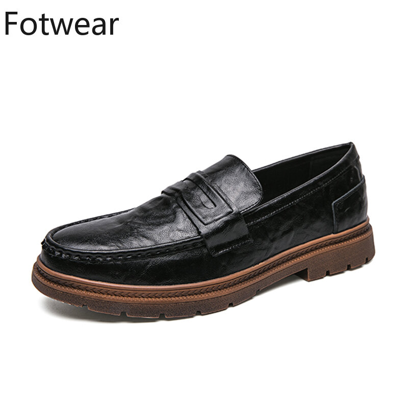 Luxury Brand Penny Loafers Men 38-43 Cow Leather Dress Shoes Designer Wedding Party Oxfords Slip on Mens Boat Shoes Black Brown