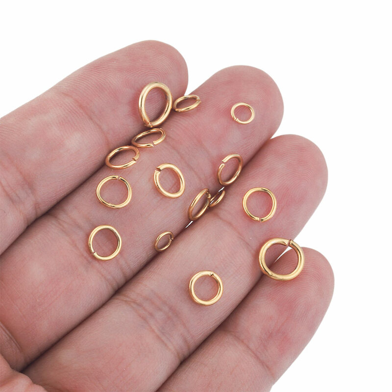 100 stücke Lot 4 6 8 10mm Gold Edelstahl Jump Ringe Open Split Ring Anschlüsse für DIY Schmuck machen Liefert Großhandel Artikel