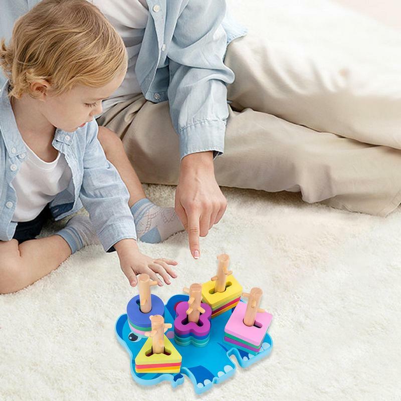 Shape Sorter Kids Montessori Toys Preschool Wooden Sorting & Stacking Educational Toys For Kids 1-3 Color Recognition Stacker