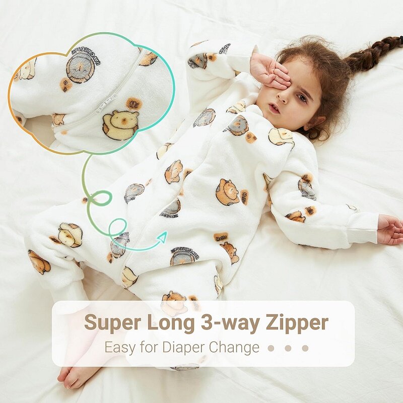MICHLEY kartun flanel anak bayi kantong tidur karung hangat musim dingin pakaian balita Sleepsack piyama untuk anak perempuan anak laki-laki 1-6t