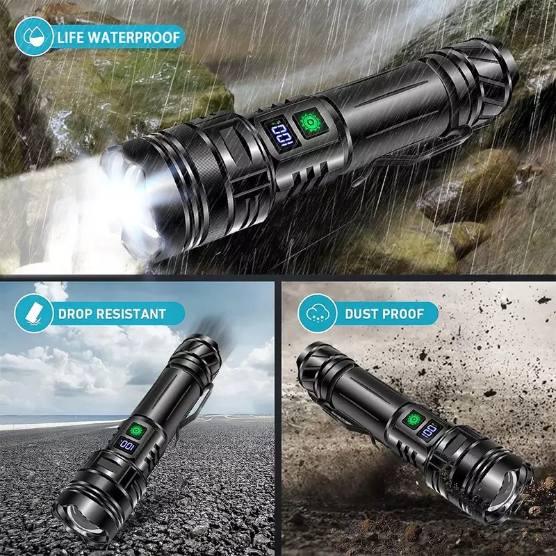 Hot Selling P70 Flashlight Aluminum Alloy Rechargeable LED Zoom Tactical Flashlight Outdoor Waterproof Multifunction Searchlight