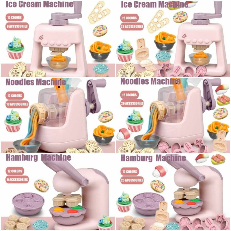 Machine à crème glacée de cuisine pour filles, jouets de cuisine simulés, comparateur de couleurs de nouilles, machine à pâtes en argile sûre, hambourg