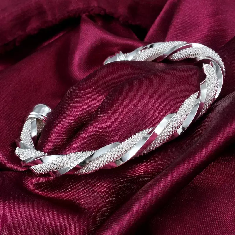 Mencheese-brazalete trenzado de Plata de Ley 925, pulsera ancha de malla, joyería para hombre y mujer