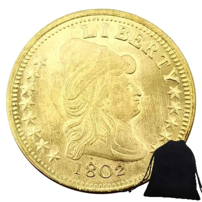 1802 koin seni pasangan lucu kebebasan AS mewah/koin keputusan kelab malam/koin peringatan keberuntungan + tas hadiah