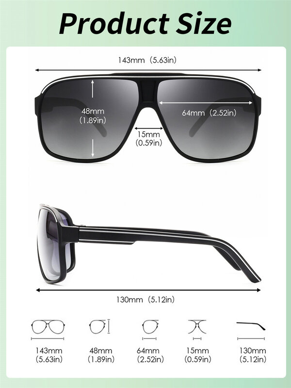 JM occhiali da sole polarizzati ultraleggeri per uomo donna occhiali da sole quadrati firmati di marca UV400