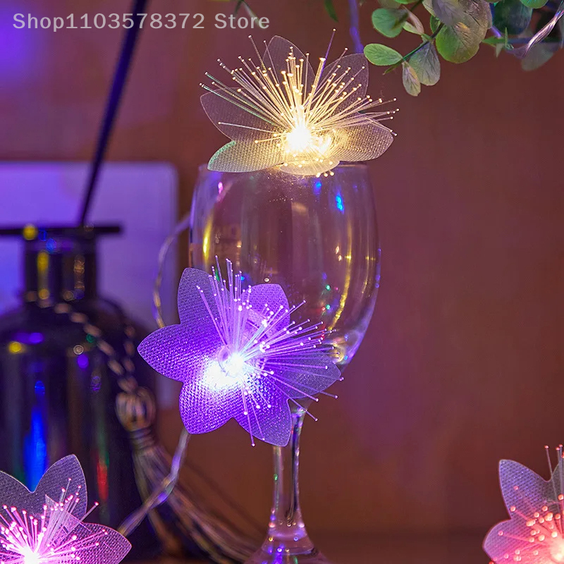 배터리 작동 화환 크리스마스 장식 파티, 2 미터, LED 10 개, 요정 조명, 새해 장식, 인공 꽃 꽃줄