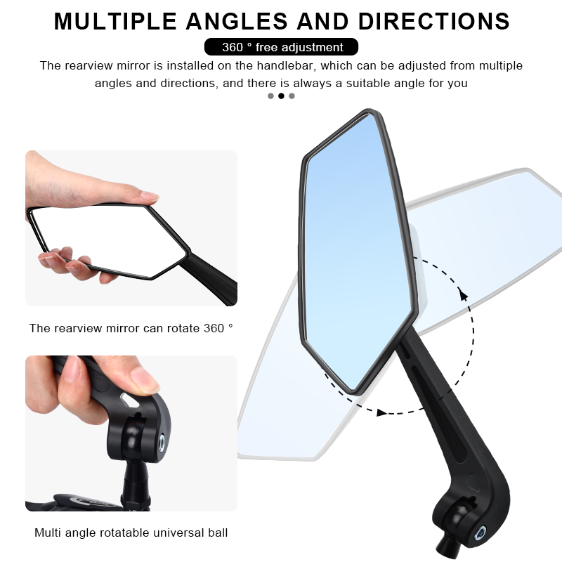 Bicyle Rear View Mirror Two-Color Wide Angle Reflector Clear Wide Range Bike Rearview Mirrors Cycling Flexible Left Right Mirror