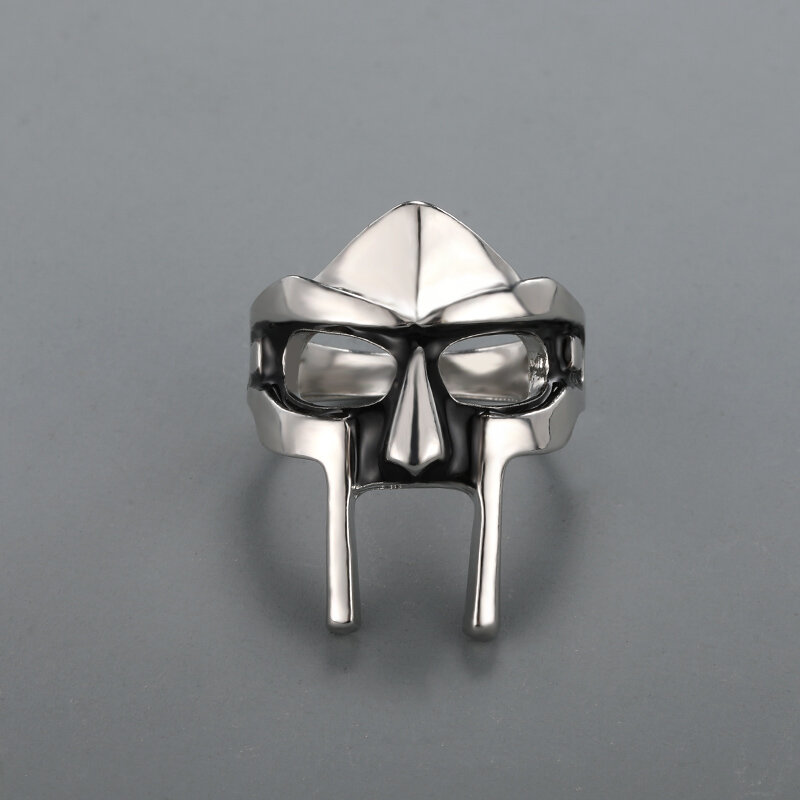 Goth Hip Hop MF DOOM Mask anelli per uomo gladiatore stile Punk faraone egiziano anello maschile classico gioielli retrò accessori per feste