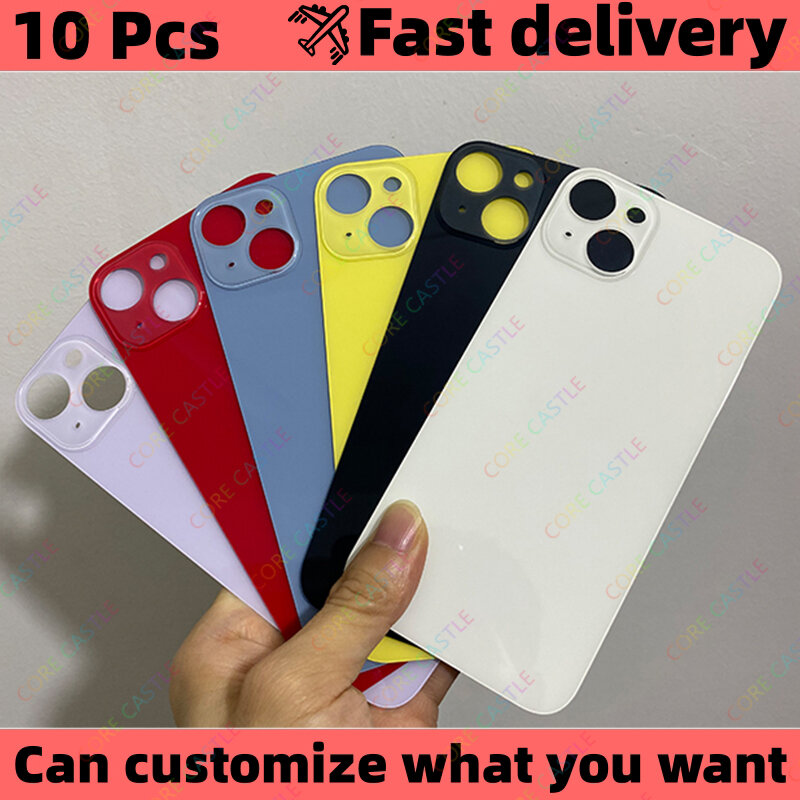 10Pcs For iPhone 14 Back Glass Panel Battery Cover Replacement Parts NEW High quality Big Hole Camera Rear Door Housing Bezel