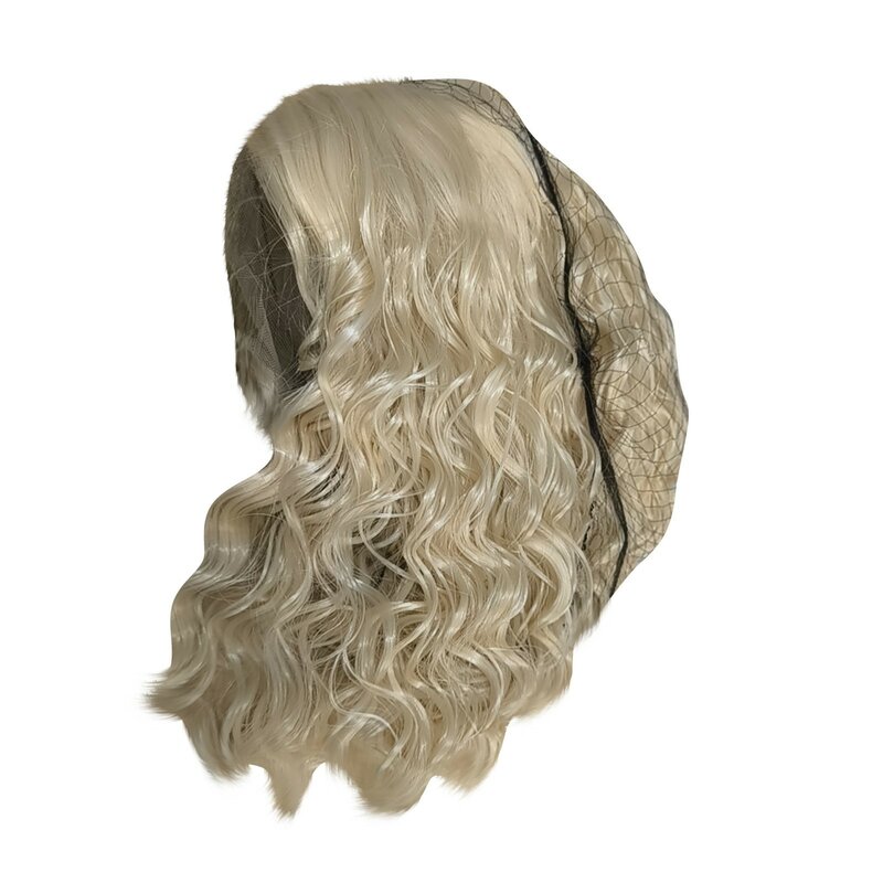 Wig ikal bergelombang longgar Wig rambut manusia keriting bergelombang renda depan nyaman Wig keriting Piano alami rambut emas harian untuk wanita