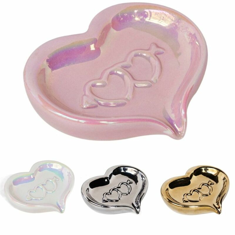 Ceramic love heart Soap Case Creative Luxury Self Draining Soap Dish Sink Multi-Purpose Drain Soap Box Household