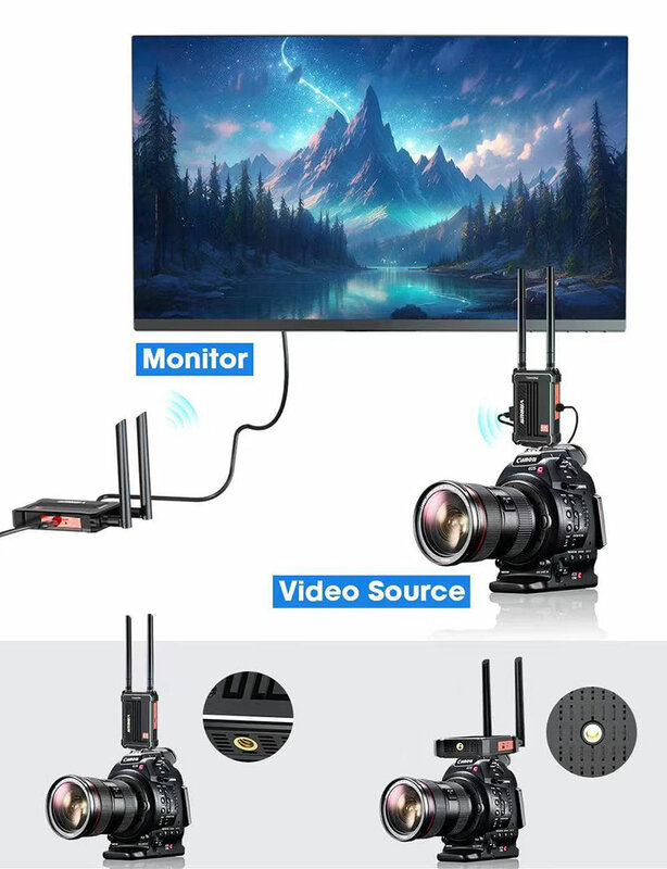 Transmissor sem fio e kit receptor, extensor compatível com HDMI, 4K, saída HDMI dupla, laptop, câmera DSLR, STB para projetor, TV