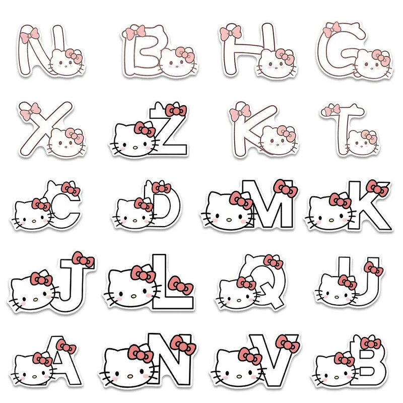 Sanrio-女の子のためのアルファベットのステッカー,文字,かわいい,漫画のステッカー,おもちゃ,装飾的な電話日記,ノートパソコン,10個,30個,50個
