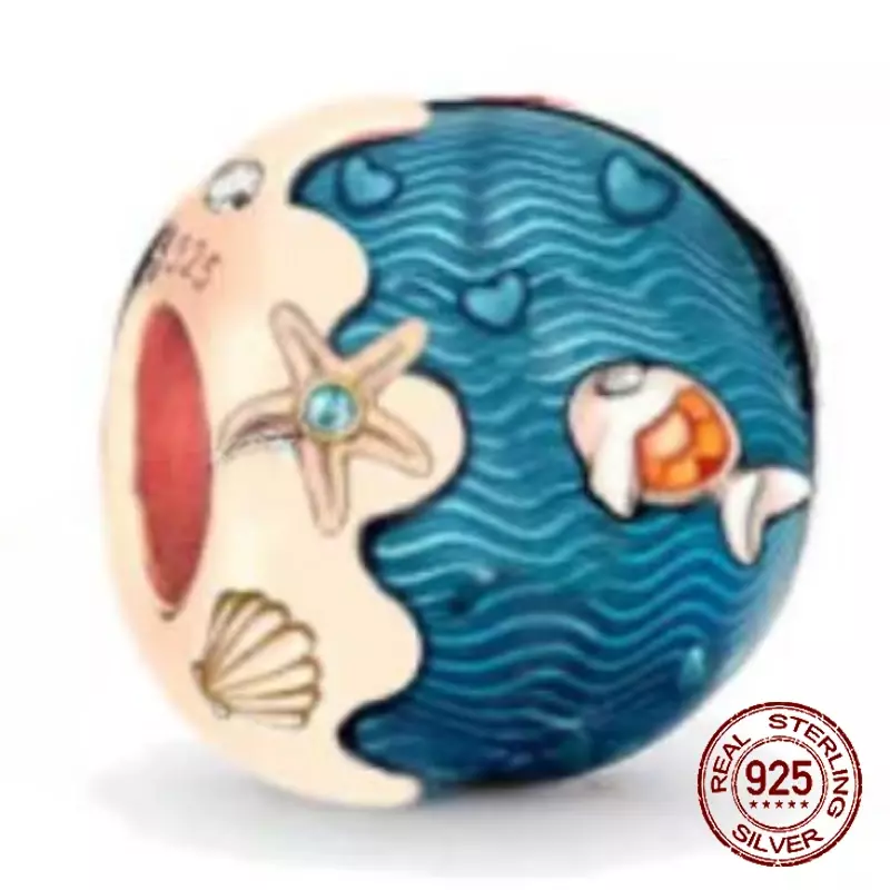 925 Sterling Silber Ozean Thema Schildkröte Tintenfisch Muscheln Charms Perlen passen Pandora Original Armbänder DIY Schmuck machen Frauen