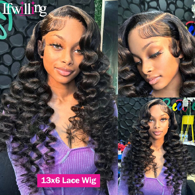 Loose Deep Wave 13x6 HD Lace Frontal Wig Transparent Lace Frontal Wig Human Hair 250 Density Human Hair Wig 30 Inch Lace